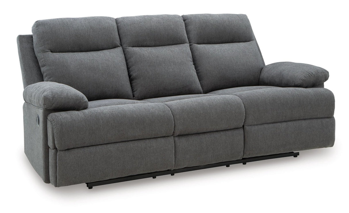 Side-Swipe Charcoal Manual Reclining Sofa & Loveseat by Ashley at Eve Furniture