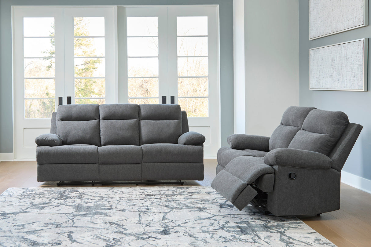 Side-Swipe Charcoal Reclining Living Room Set by Ashley at Eve Furniture