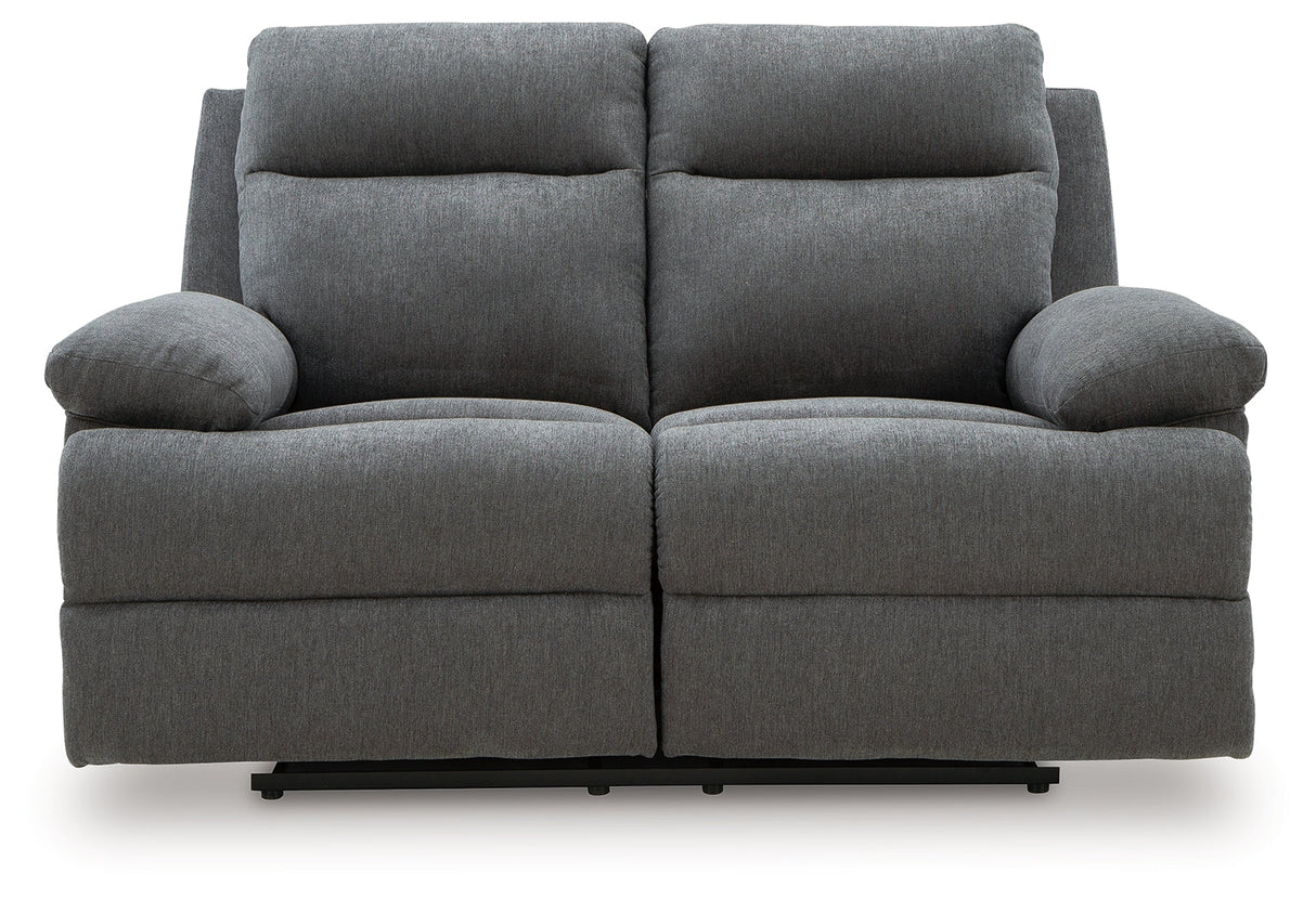 Side-Swipe Charcoal Manual Reclining Loveseat by Ashley at Eve Furniture