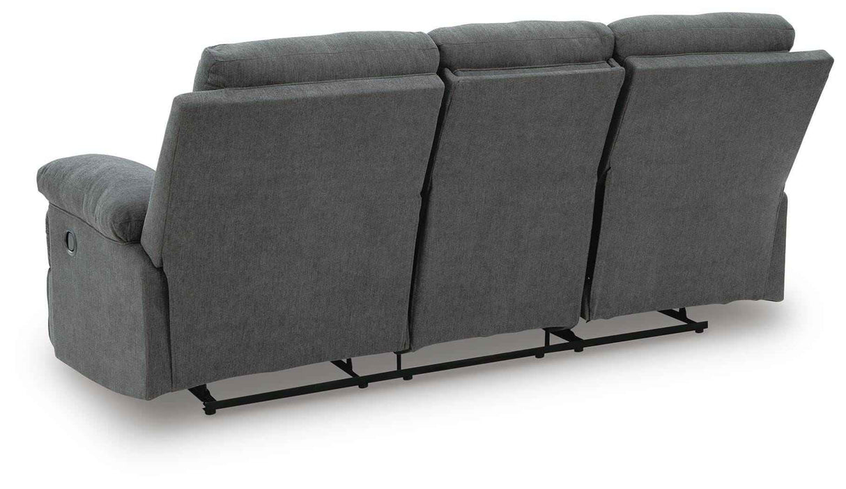 Side-Swipe Charcoal Reclining Sofa, Loveseat and Recliner by Ashley at Eve Furniture