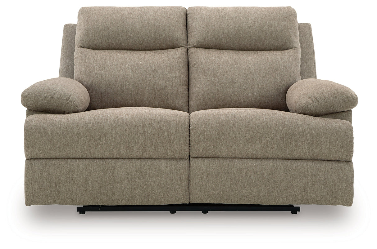 Side-Swipe Mocha Manual Reclining Loveseat by Ashley at Eve Furniture