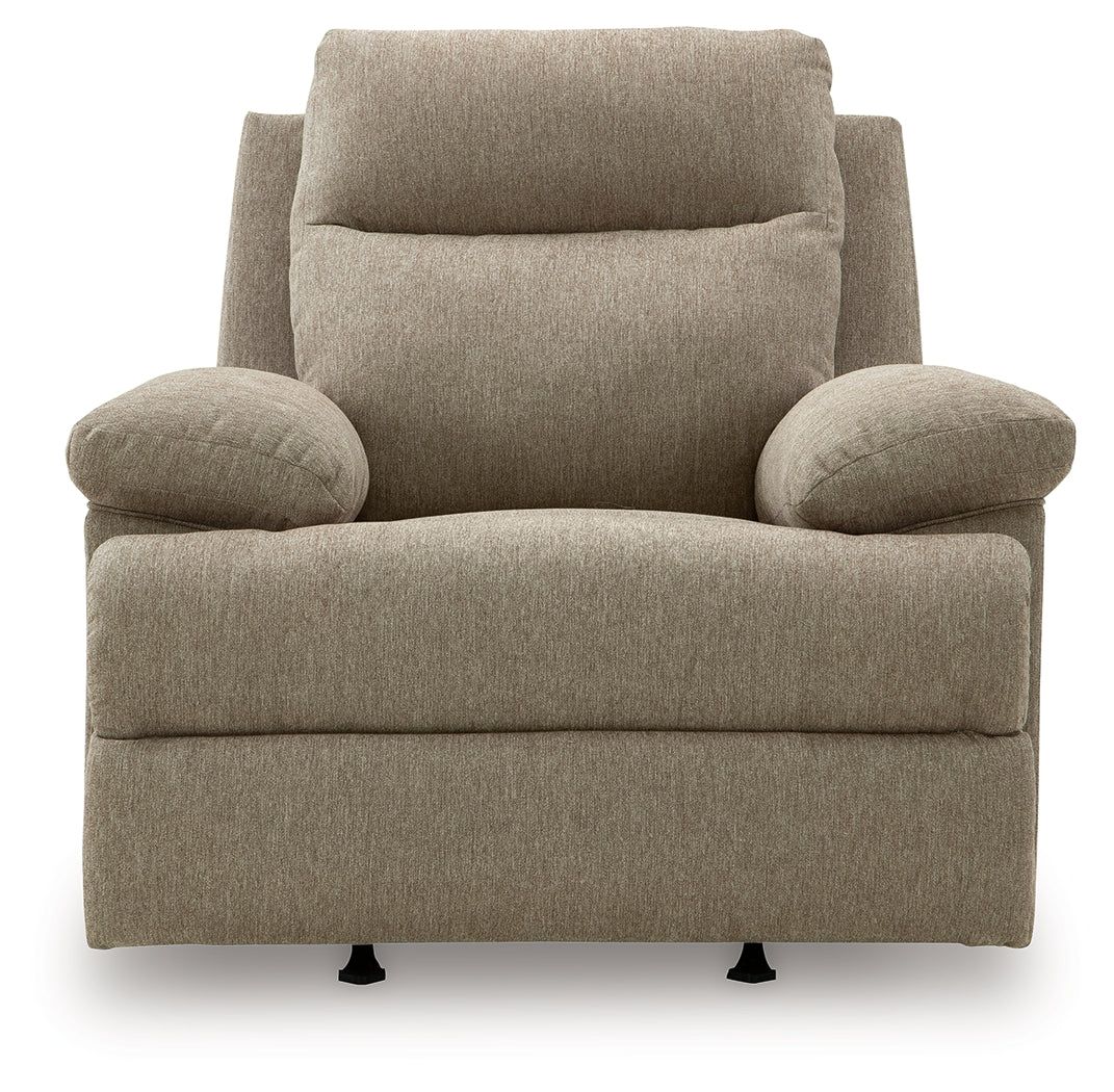 Side-Swipe Mocha Rocker Recliner by Ashley at Eve Furniture
