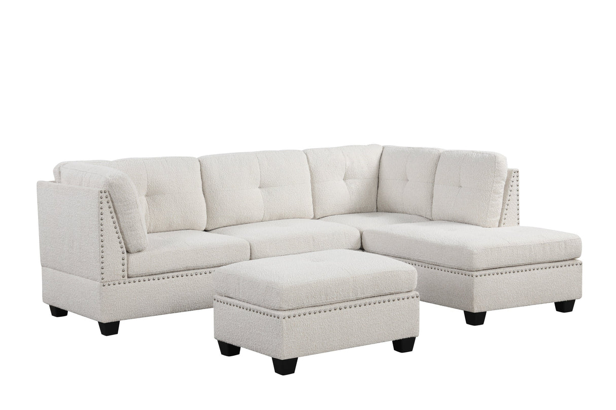 Sienna Boucle Sand Sectional with Ottoman by Happy Homes at Eve Furniture