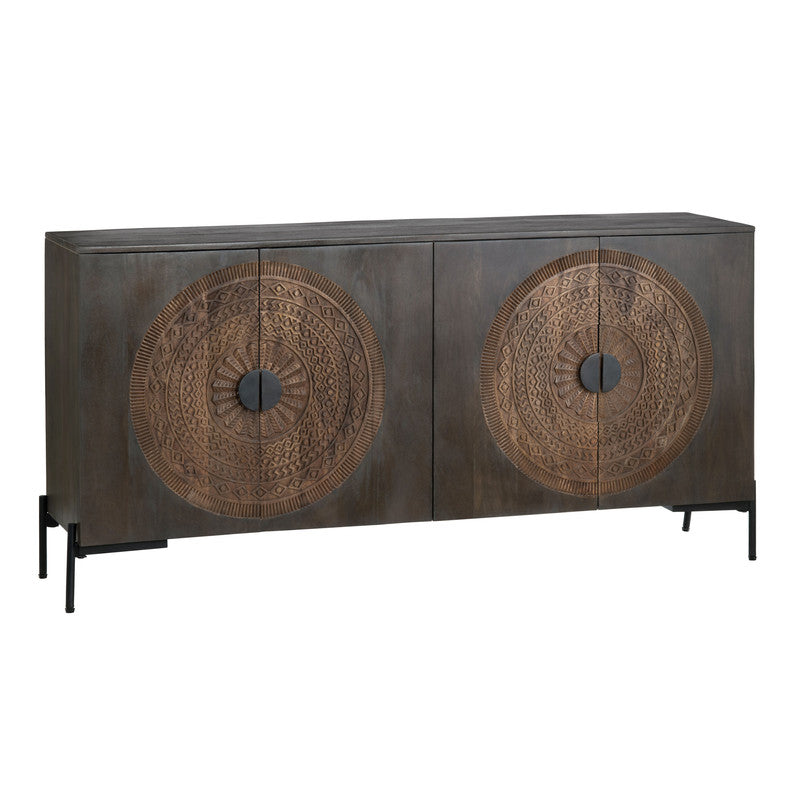 Sienna Brown/Black Four-Door Sideboard by Crestview at Eve Furniture