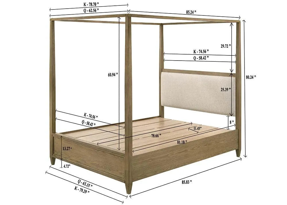 Sienna Rustic Natural Canopy Platform Bedroom Set by Crown Mark at Eve Furniture