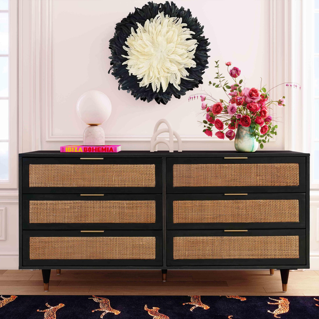 Sierra Cane 6 Drawer Dresser by TOV Furniture at Eve Furniture