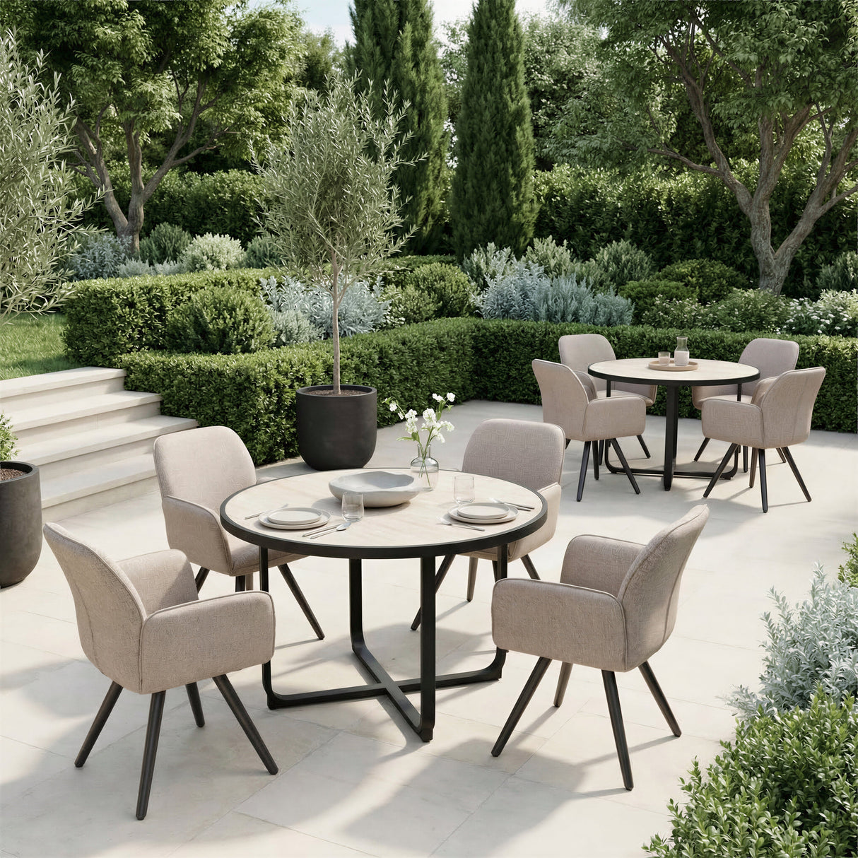 Sieve Beige Outdoor Swivel Dining Chair (Set of 2) by Zuomod at Eve Furniture