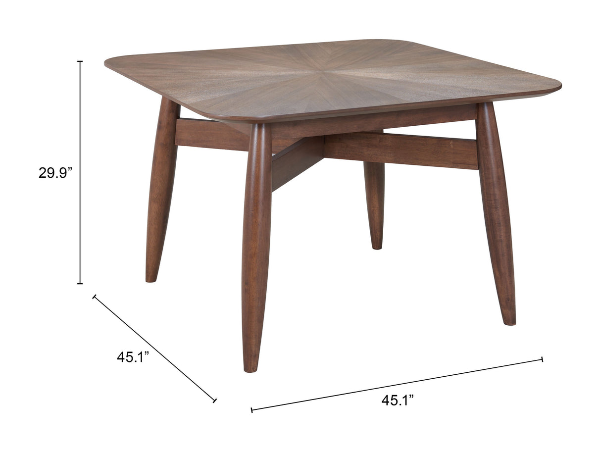 Silea Espresso Square Dining Table by Zuomod at Eve Furniture