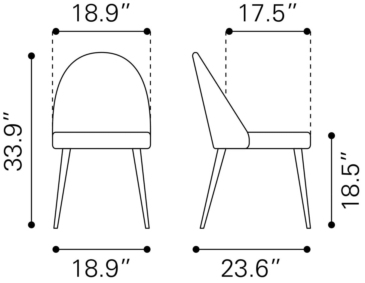 Silloth Brown Armless Dining Chair (Set of 2) by Zuomod at Eve Furniture