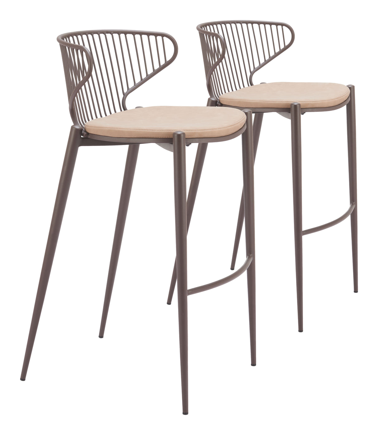 Silues Taupe & Brown Barstool (Set of 2) by Zuomod at Eve Furniture