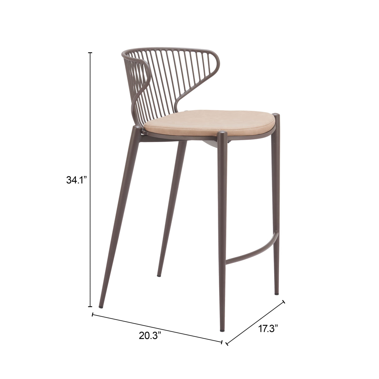 Silues Taupe & Brown Counter Stool (Set of 2) by Zuomod at Eve Furniture