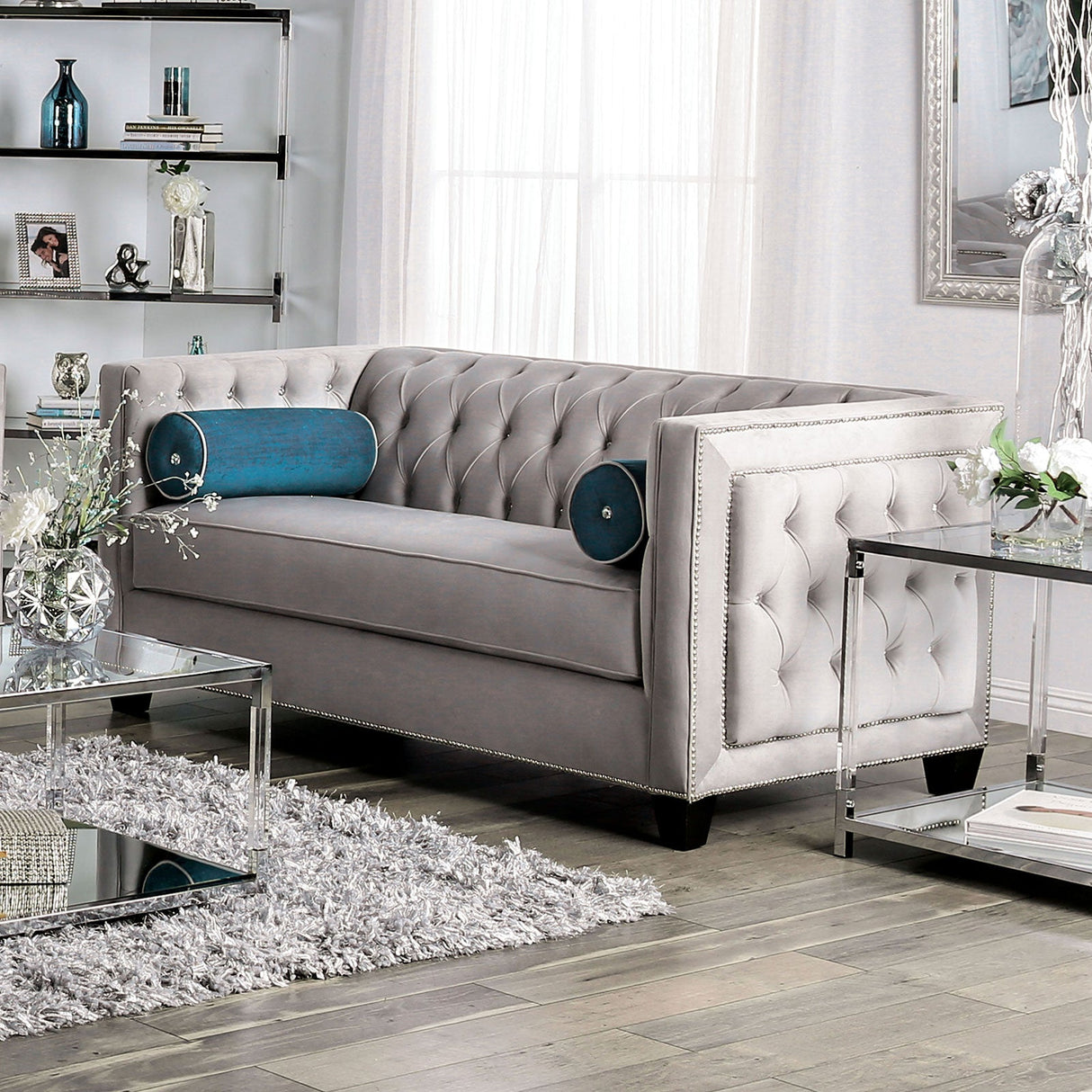 Silvan Gray Sofa & Loveseat by Furniture of America at Eve Furniture
