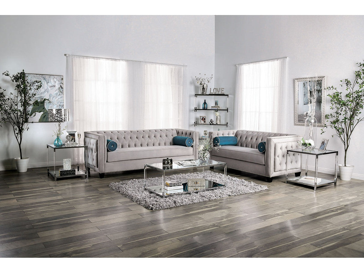 Silvan Gray Sofa & Loveseat by Furniture of America at Eve Furniture