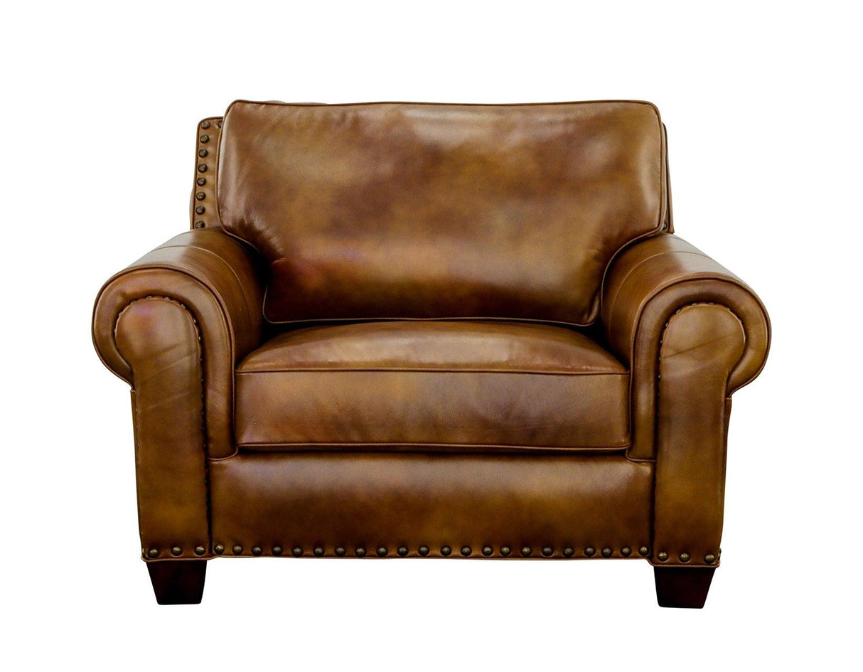 Silverado Camel Top-Grain Leather Oversized Chair by Steve Silver at Eve Furniture