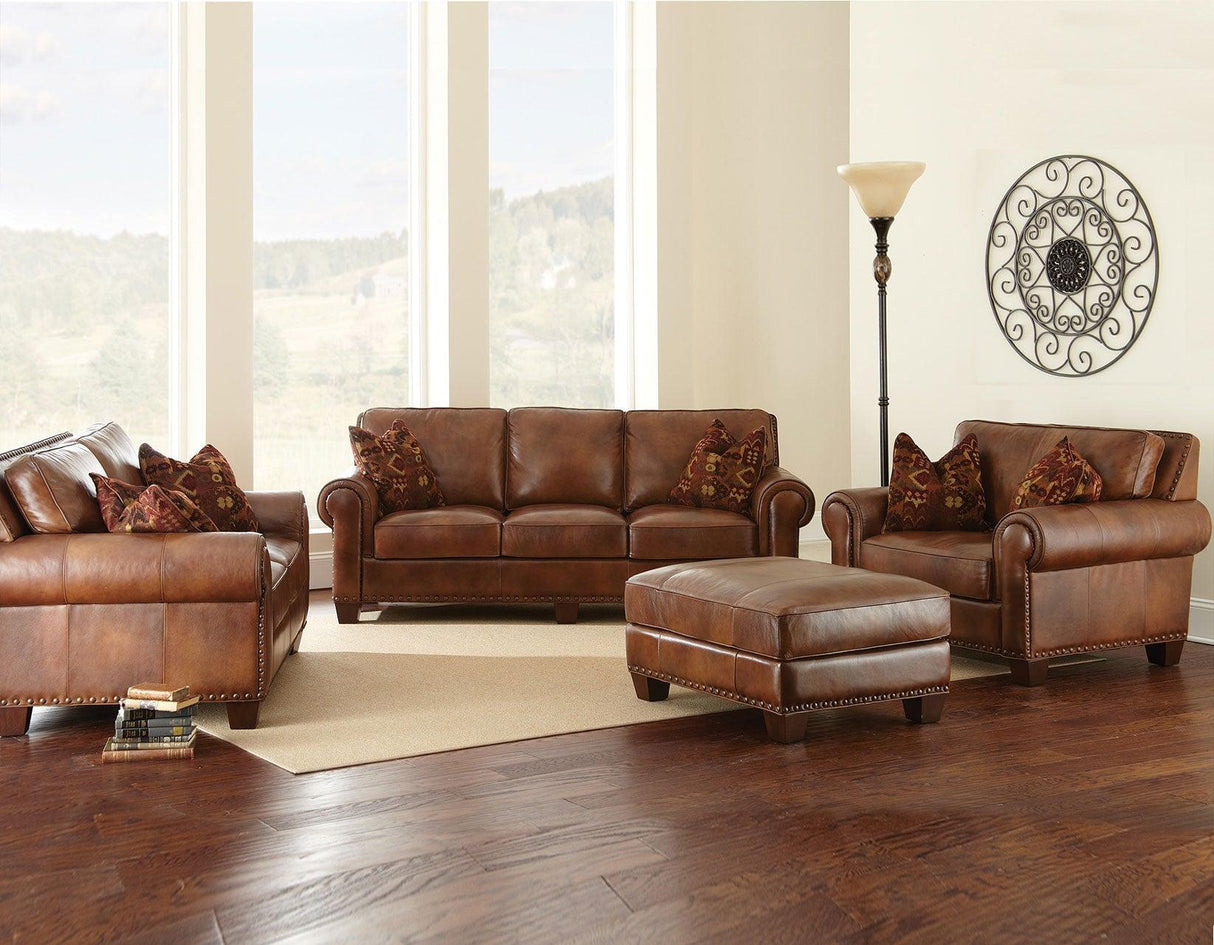 Silverado Camel Top-Grain Leather 4-Piece Set by Steve Silver at Eve Furniture