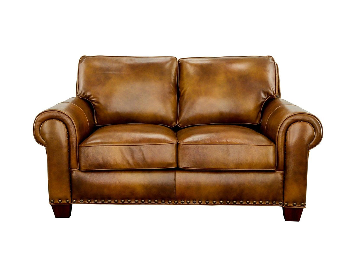 Silverado Camel Top-Grain Leather Loveseat by Steve Silver at Eve Furniture