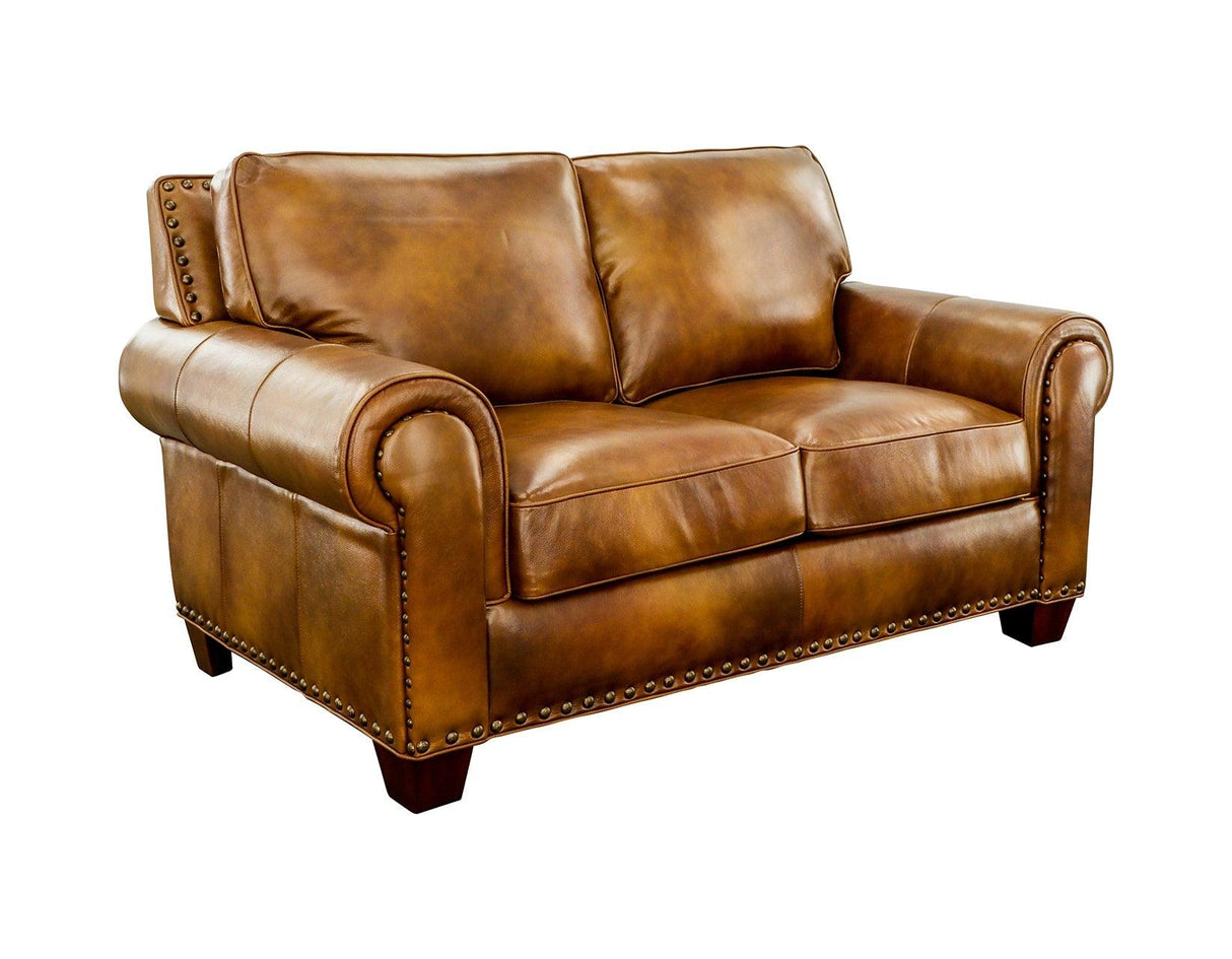 Silverado Camel Top-Grain Leather Loveseat by Steve Silver at Eve Furniture