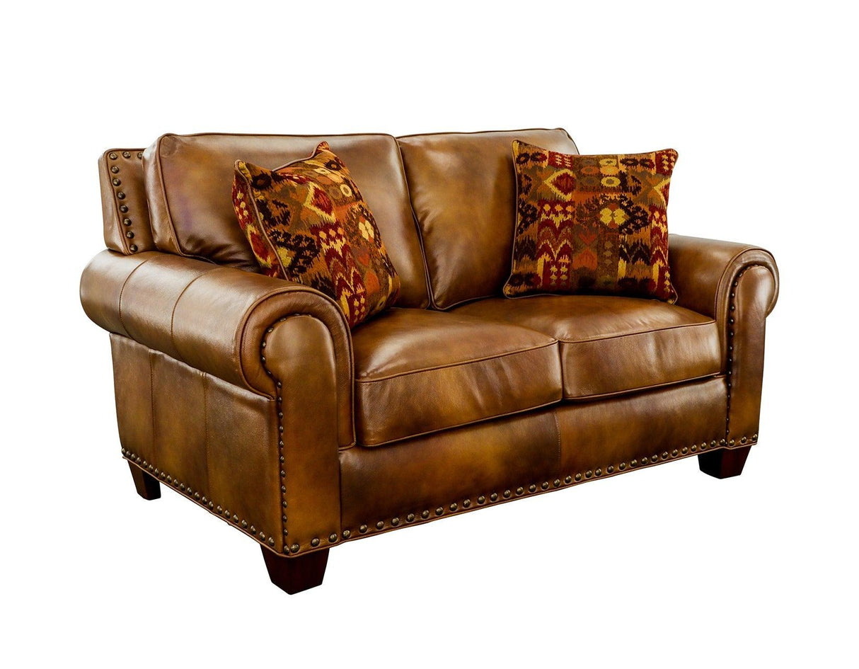 Silverado Camel Top-Grain Leather Loveseat by Steve Silver at Eve Furniture
