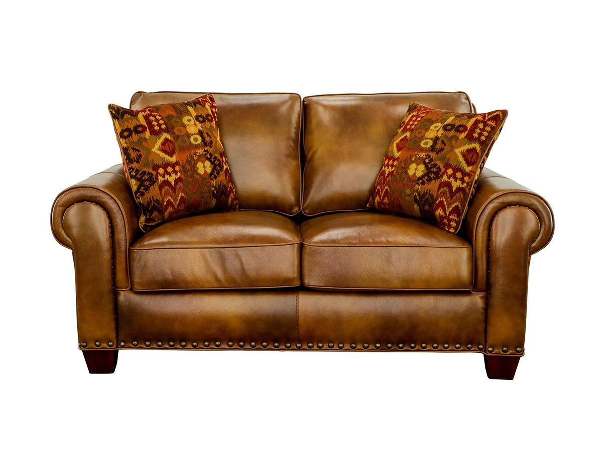 Silverado Camel Top-Grain Leather Loveseat by Steve Silver at Eve Furniture