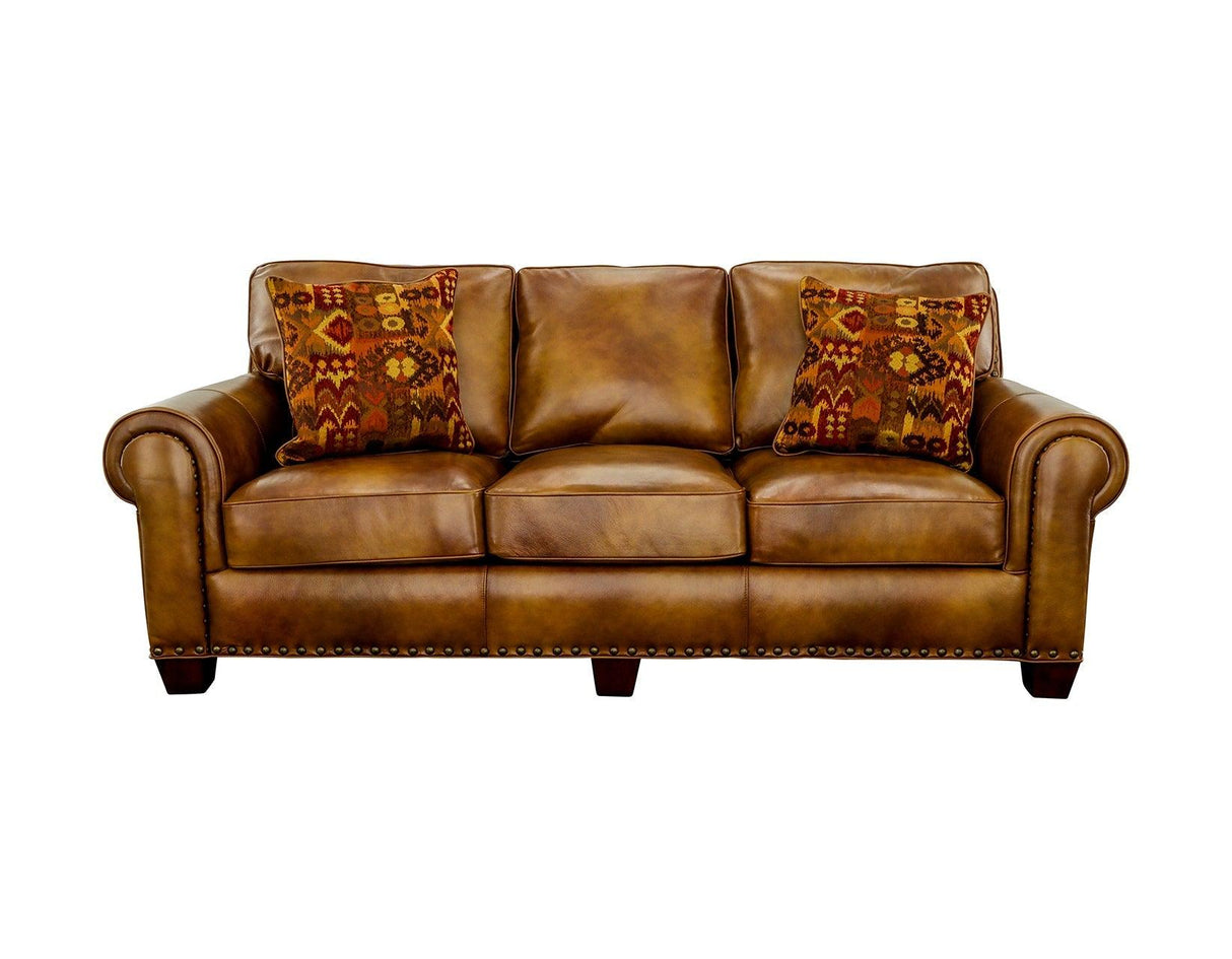 Silverado Camel Top-Grain Leather Sofa by Steve Silver at Eve Furniture