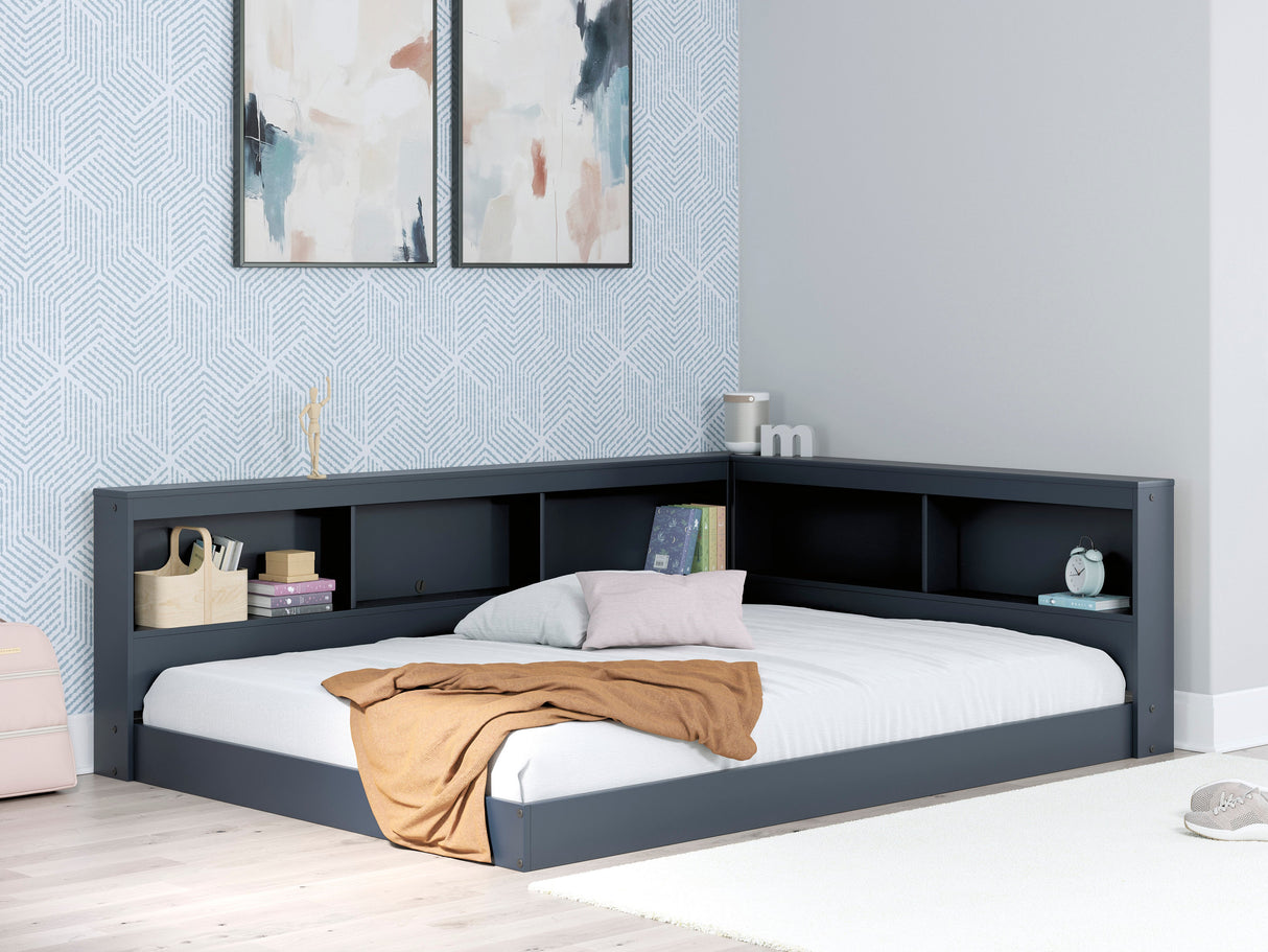 Simmenfort Navy Blue Full Bookcase Corner Storage Bed by Ashley at Eve Furniture