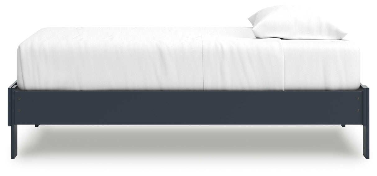 Simmenfort Navy Blue Twin Platform Base Bed by Ashley at Eve Furniture