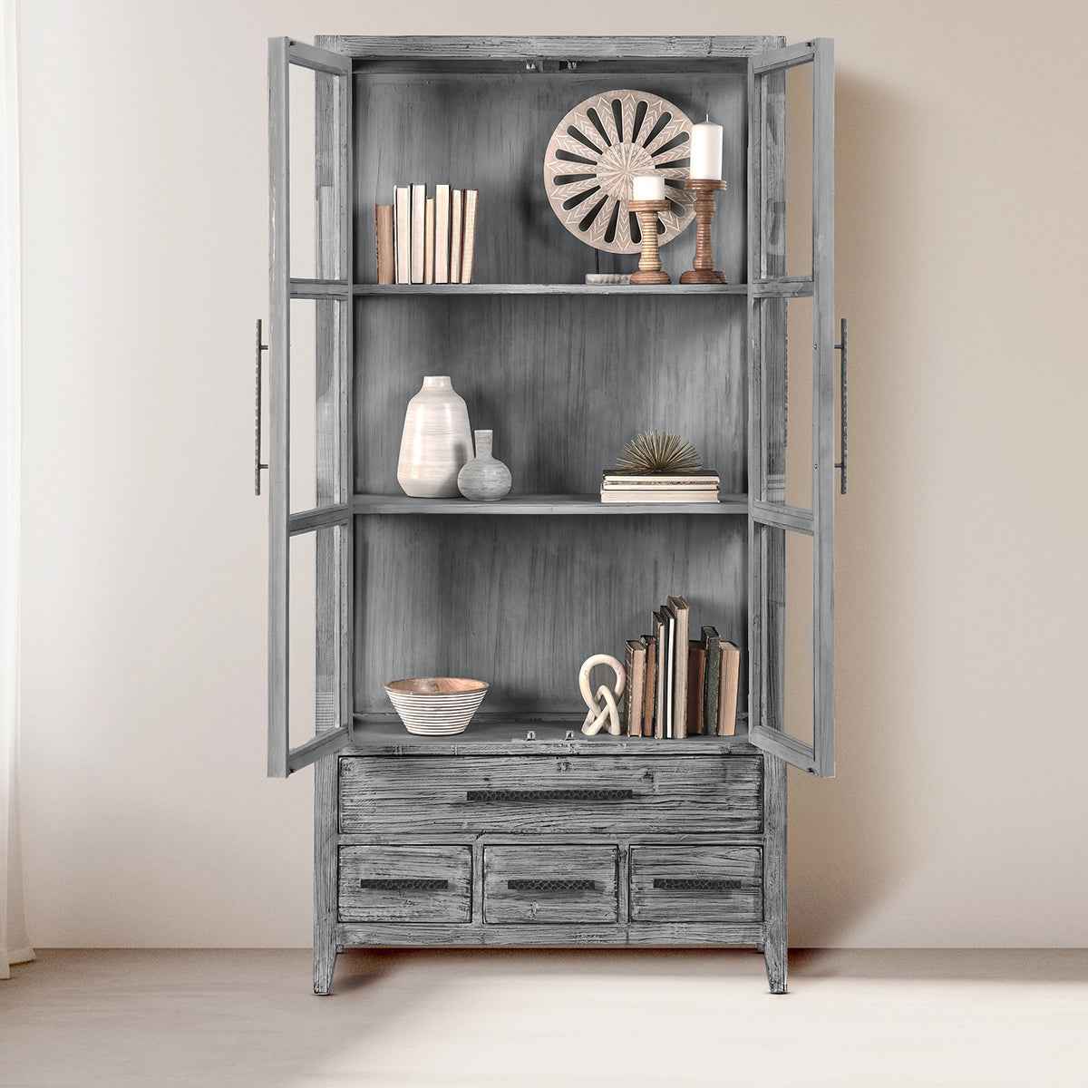 Simon Antique Blue Display Cabinet by Classic Home at Eve Furniture