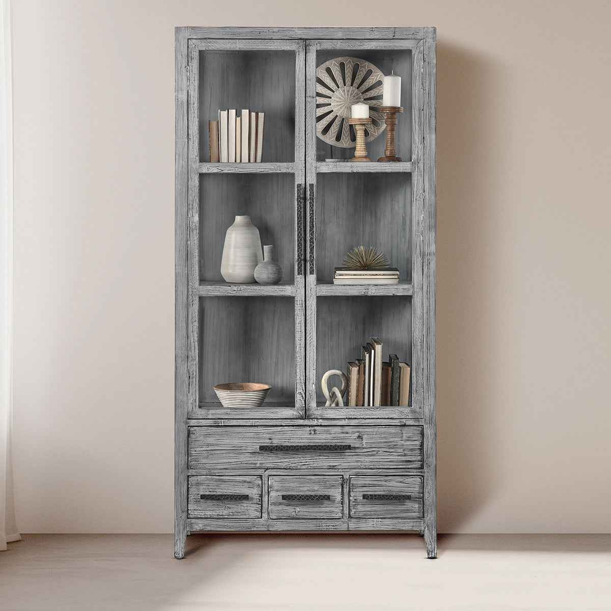 Simon Antique Blue Display Cabinet by Classic Home at Eve Furniture