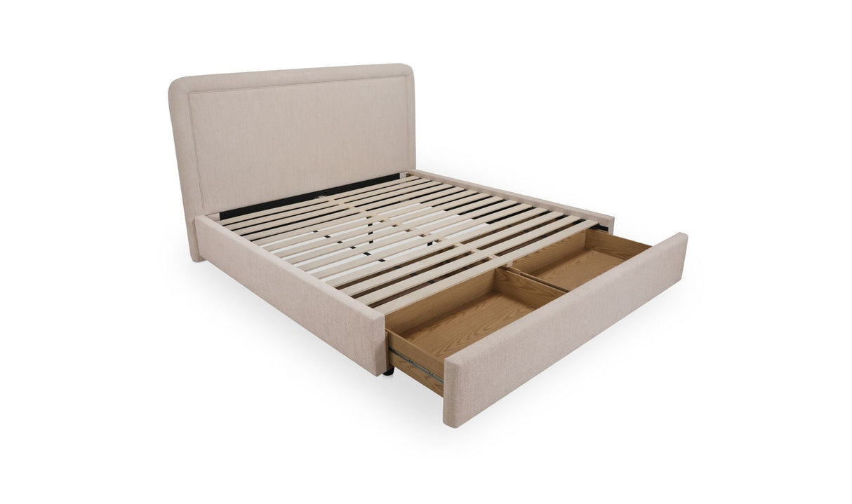 Simon Queen Storage Bed Flecked Beige by Moe's Home at Eve Furniture