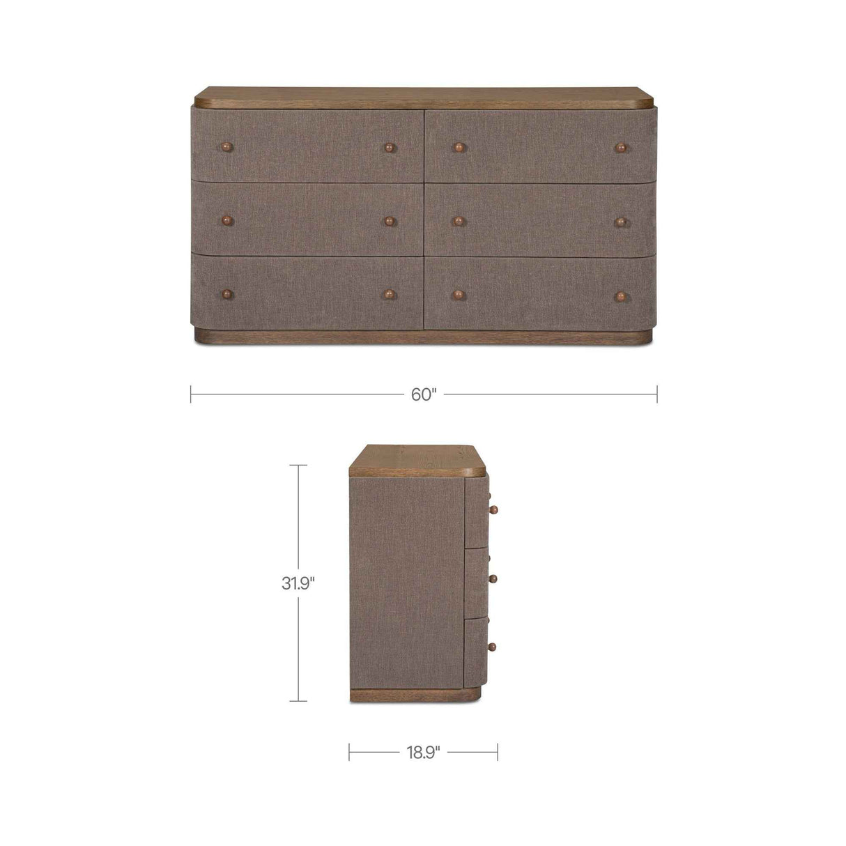 Simone Brown 6 Drawer Dresser by Moe's Home at Eve Furniture