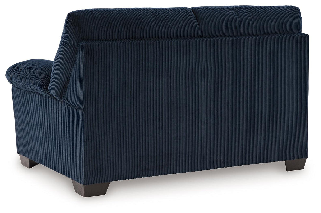 SimpleJoy Navy Loveseat by Ashley at Eve Furniture