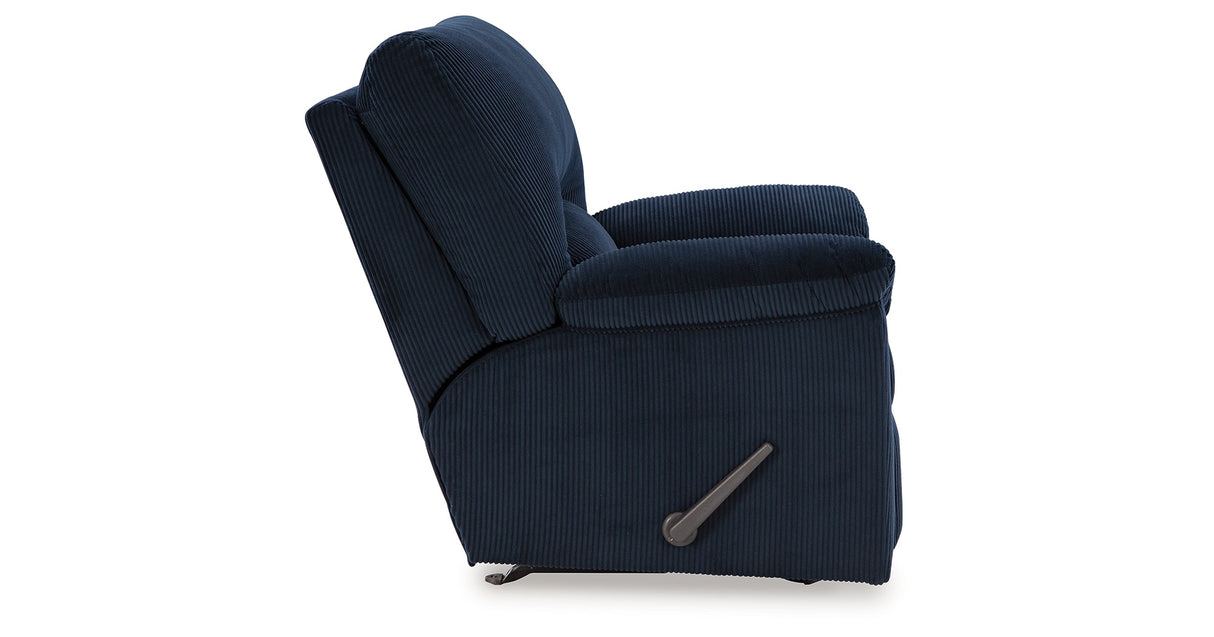 SimpleJoy Navy Recliner by Ashley at Eve Furniture