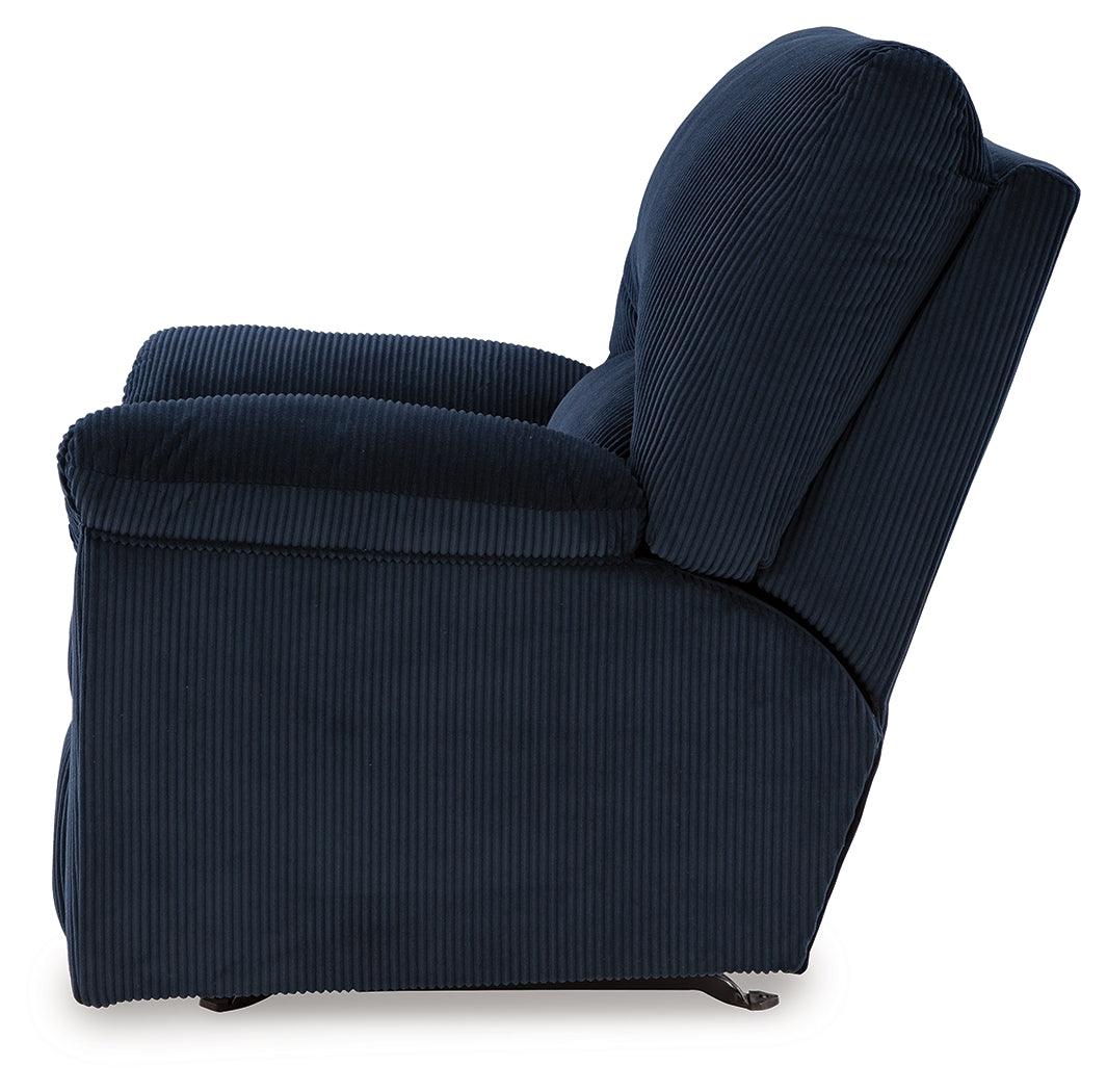 SimpleJoy Navy Recliner by Ashley at Eve Furniture