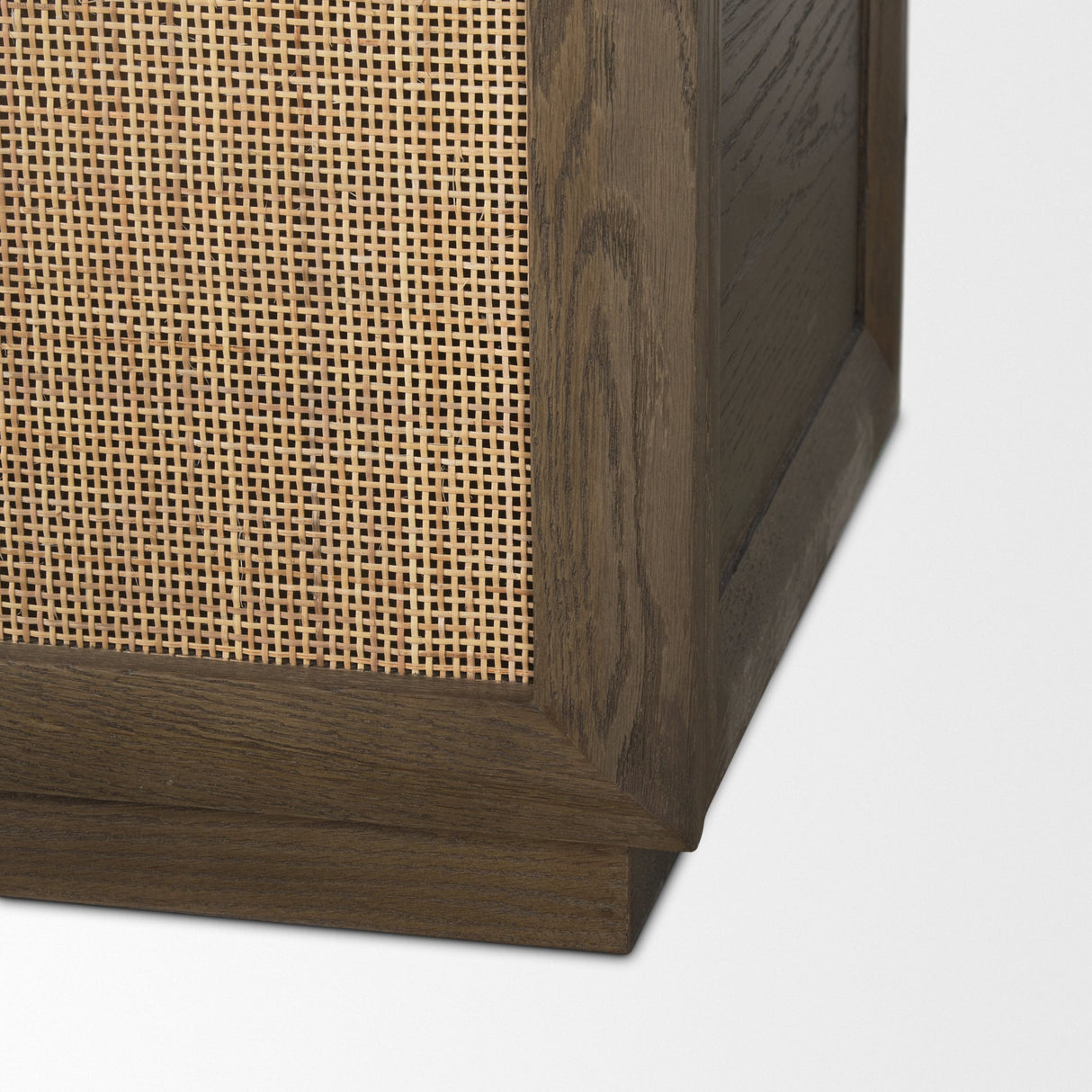 Sina Brown Oak Wood w/ Natural Rattan 2 Door Curio Cabinet by Mercana at Eve Furniture