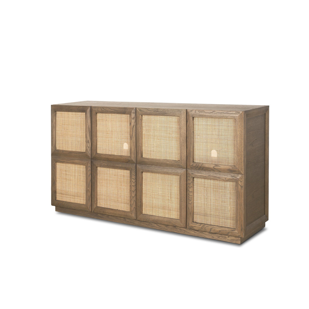 Sina Brown Oak Wood w/ Natural Rattan 4 Door Sideboard by Mercana at Eve Furniture