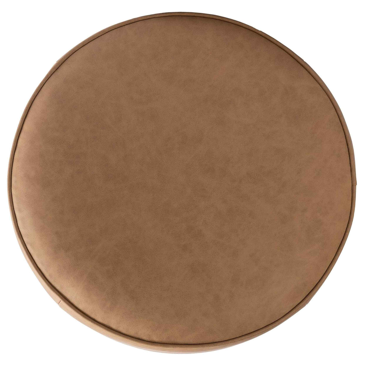Sinclair Leather Round Ottoman, Maestro Camel by Four Hands at Eve Furniture