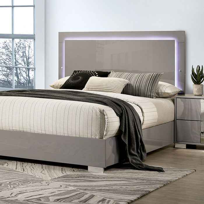 Sinistra Light Taupe 4-Piece Queen Bedroom Set by Furniture of America at Eve Furniture