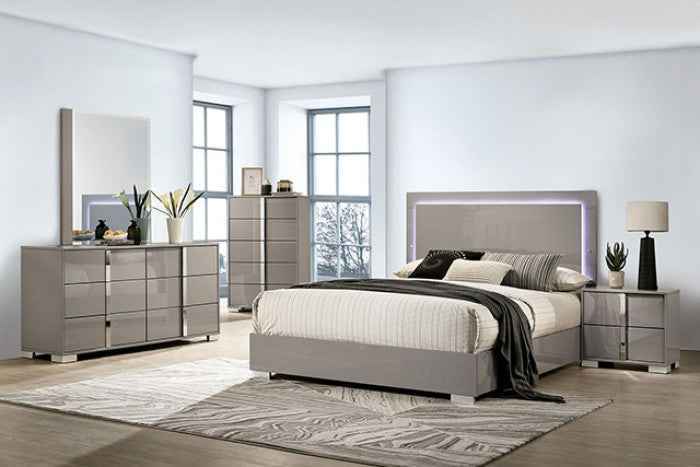 Sinistra Light Taupe 4-Piece Queen Bedroom Set by Furniture of America at Eve Furniture