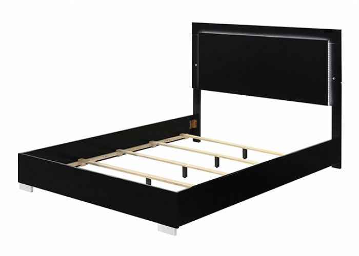 Sinistra Piano Black 5-Piece Queen Bedroom Set by Furniture of America at Eve Furniture