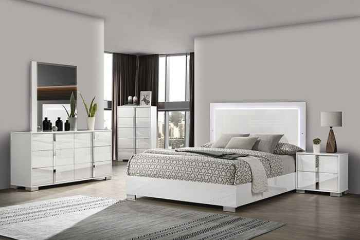 Sinistra White 4-Piece Queen Bedroom Set by Furniture of America at Eve Furniture