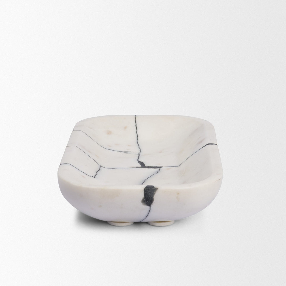 Sintessi Rectangular White Marble Decorative Bowl by Mercana at Eve Furniture