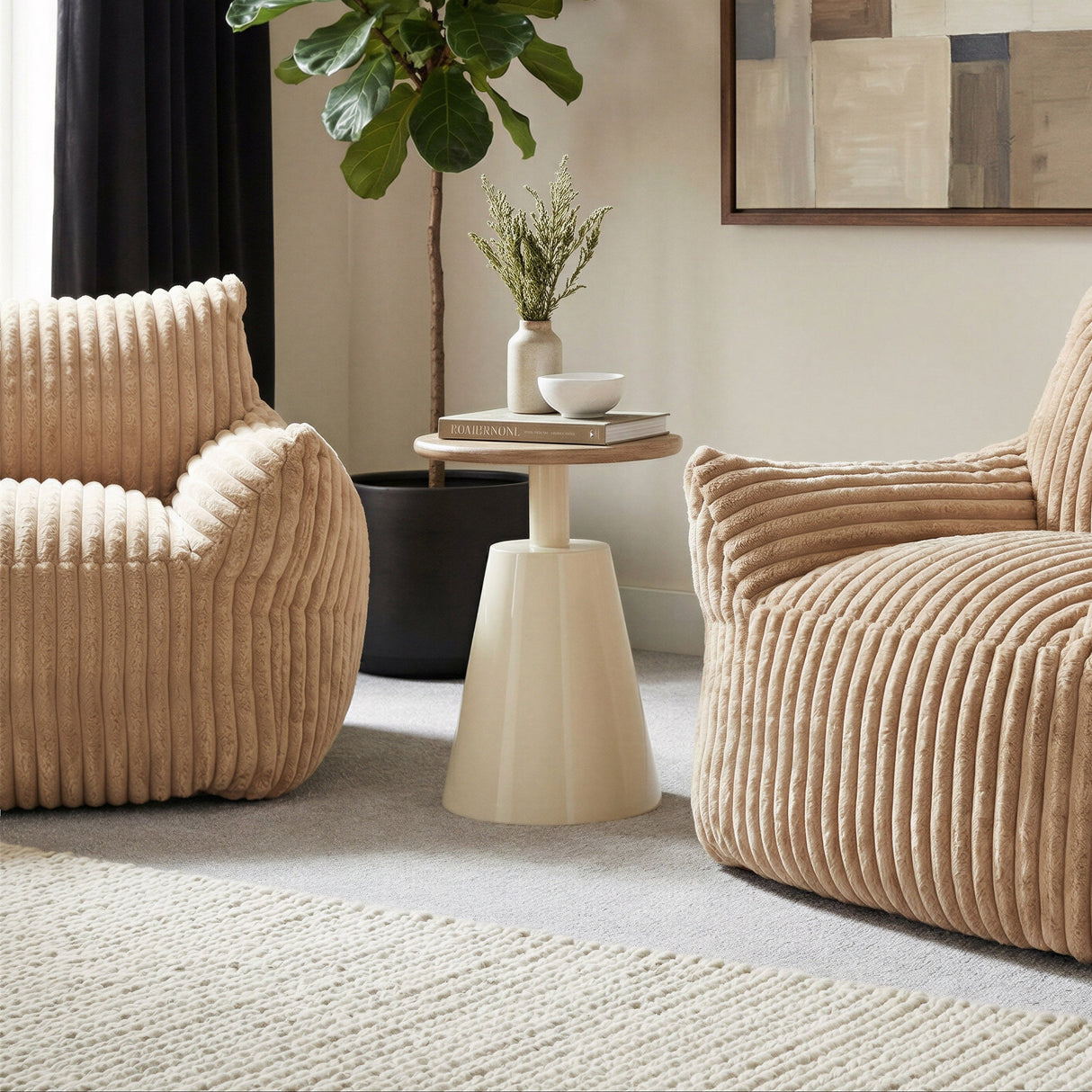 Sira Natural & Ivory Side Table by Zuomod at Eve Furniture