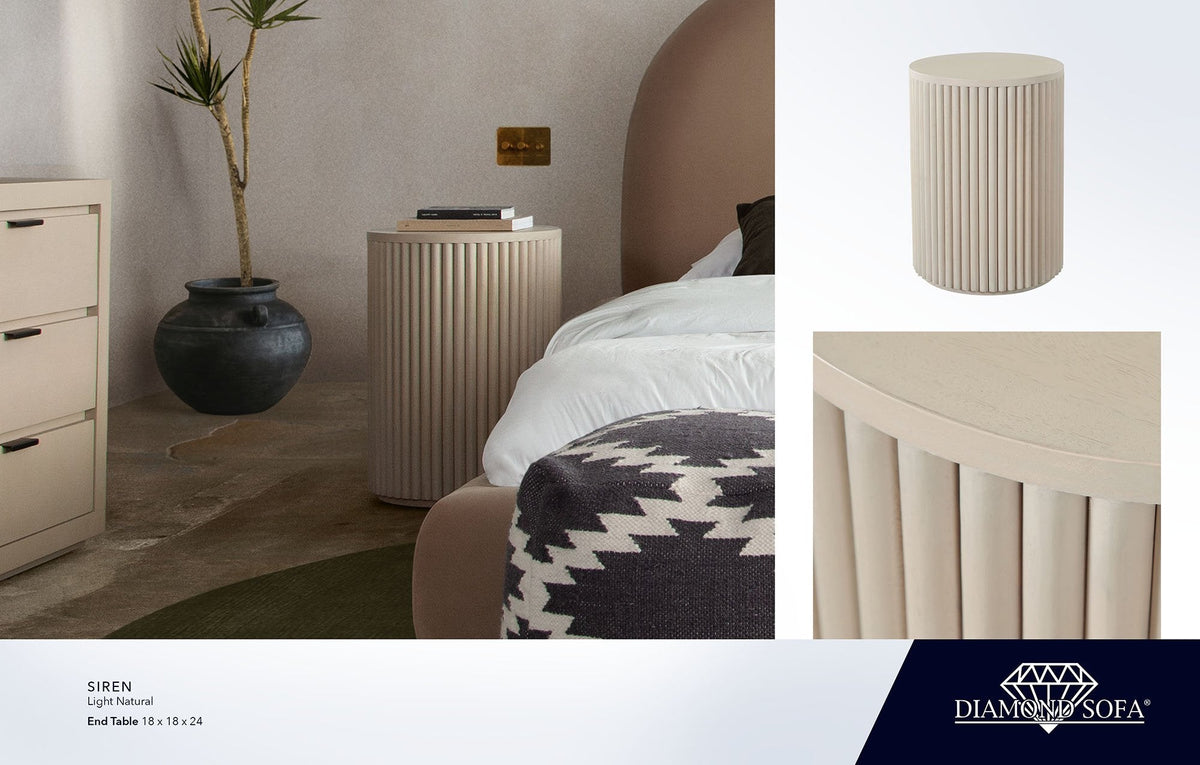Siren Light Natural Wood End Table by Diamond Sofa at Eve Furniture