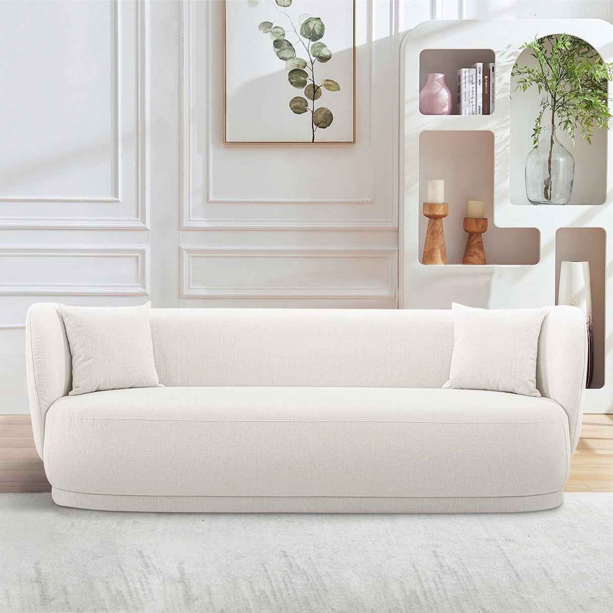 Siri 2 Piece Sofa and Accent Chair Set in Cream by Manhattan Comfort at Eve Furniture