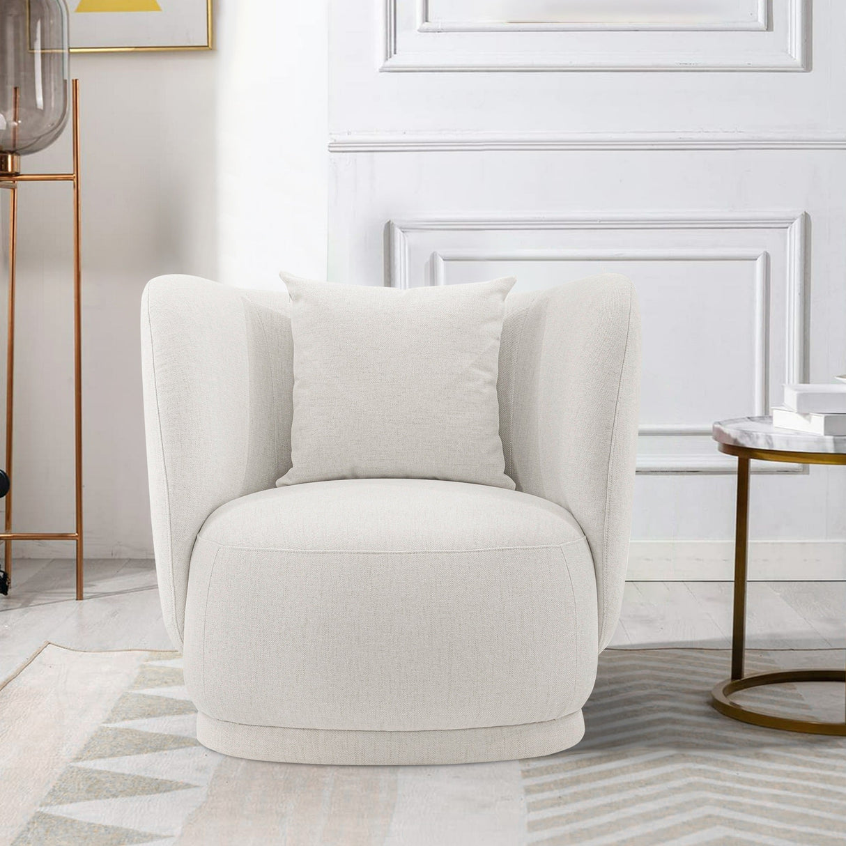 Siri 2 Piece Sofa and Accent Chair Set in Cream by Manhattan Comfort at Eve Furniture