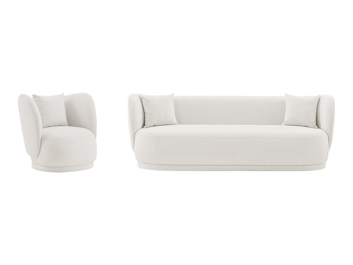 Siri 2 Piece Sofa and Accent Chair Set in Cream by Manhattan Comfort at Eve Furniture