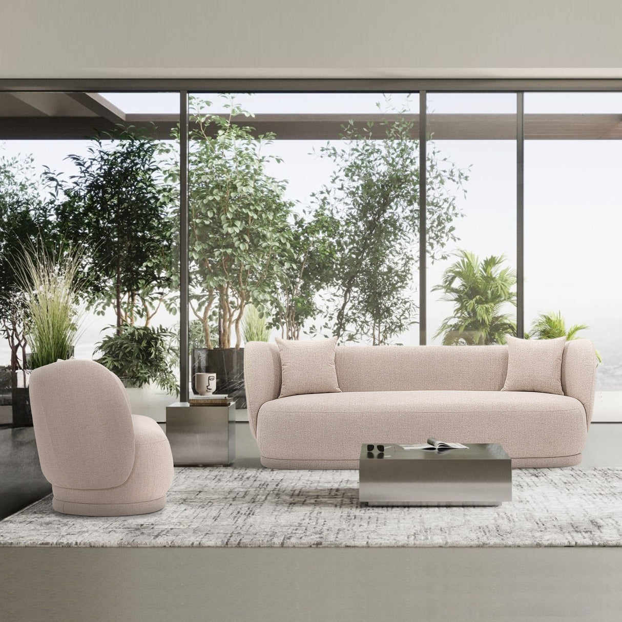 Siri 2 Piece Sofa and Accent Chair Set in Wheat by Manhattan Comfort at Eve Furniture