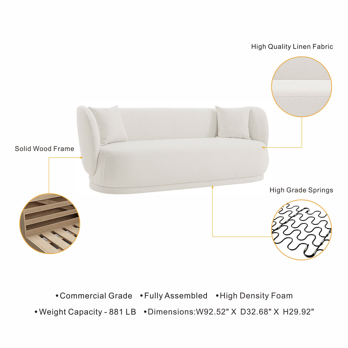 Siri Sofa in Cream by Manhattan Comfort at Eve Furniture
