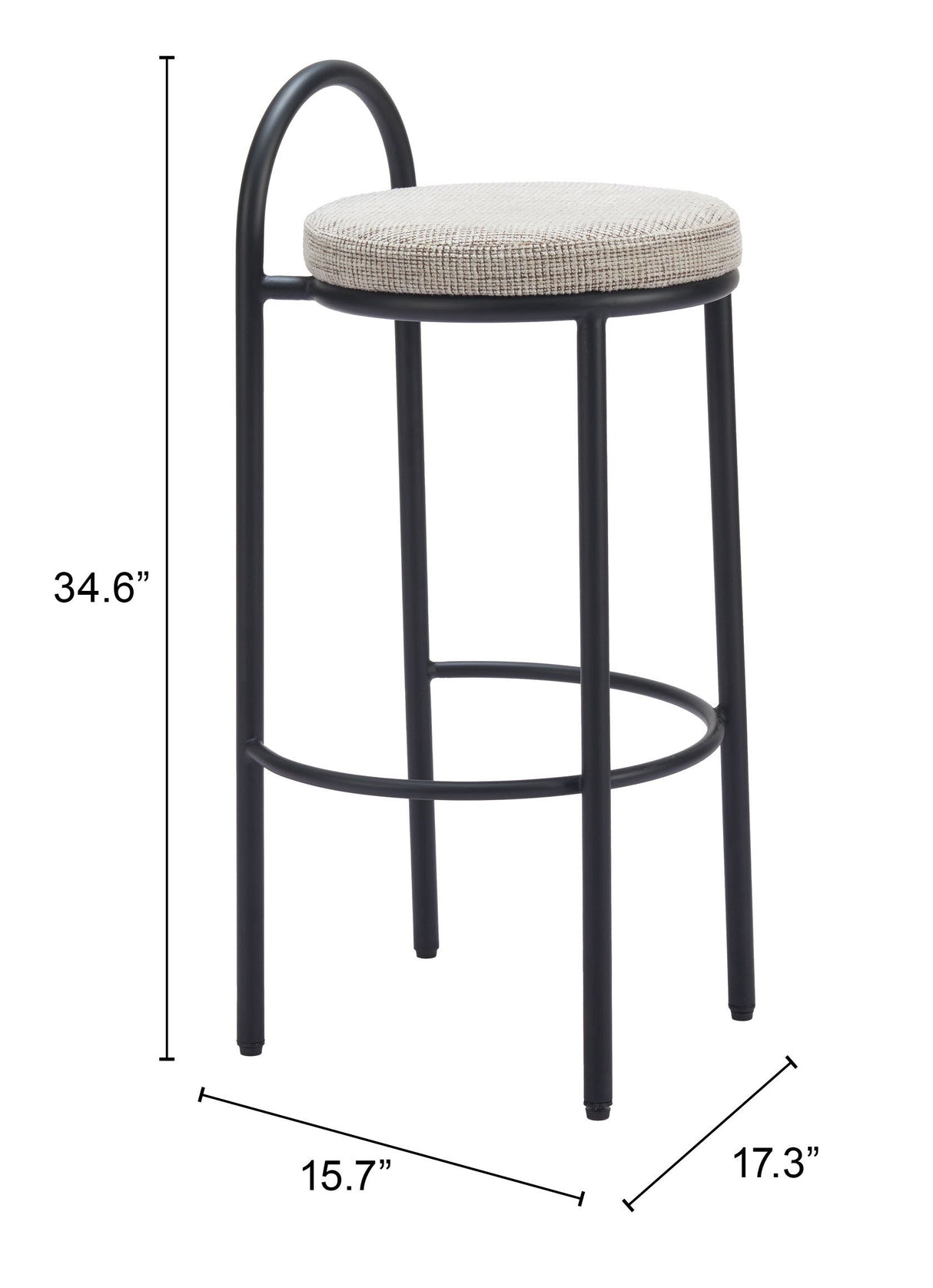 Sisal Beige Tweed Barstool (Set of 2) by Zuomod at Eve Furniture