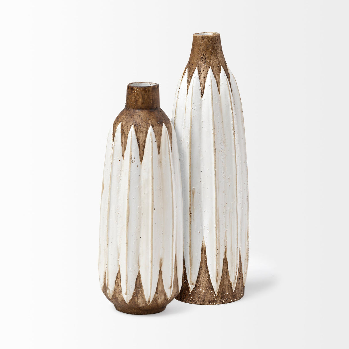 Sisko II Tall Rustic Brown White Ceramic Vase by Mercana at Eve Furniture